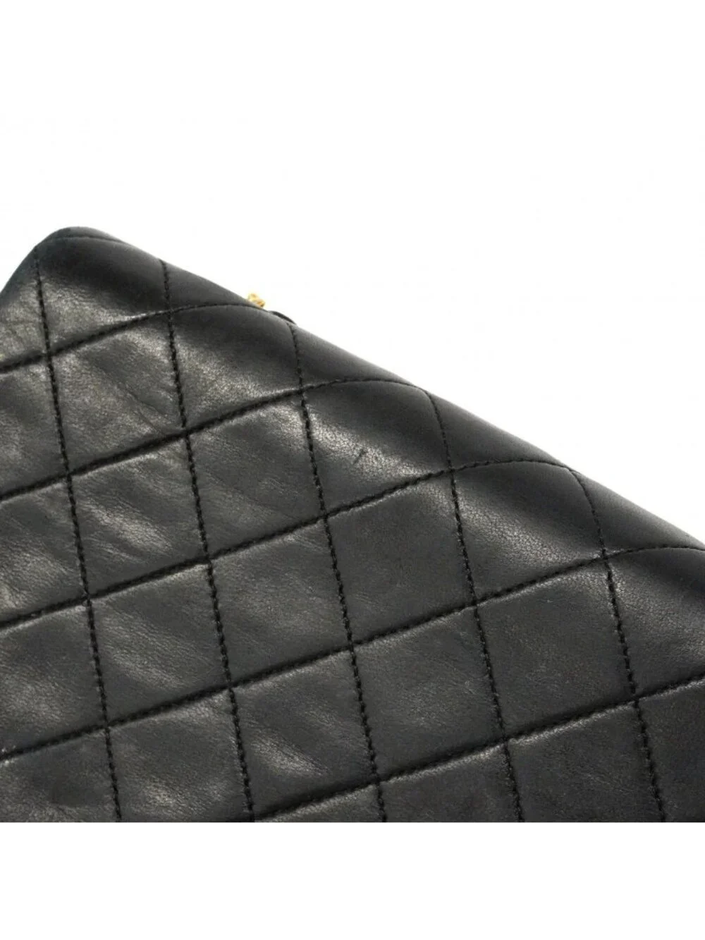 Chanel Shoulder Bag Quilted Lambskin Black Gold